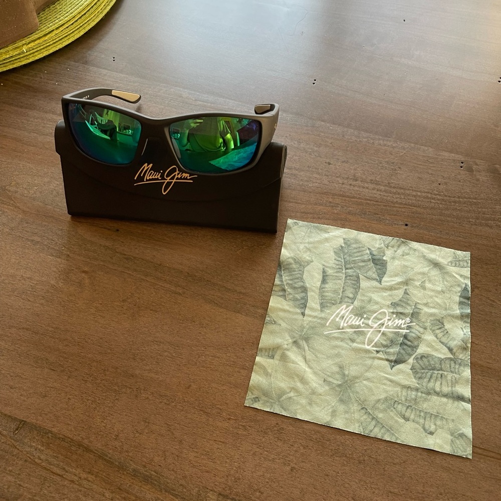 Local Kine black frames w MauiGreen mirror lenses (glass)